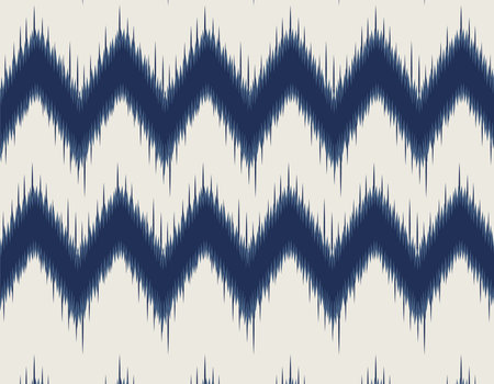 Ikat geometric textile. Seamless pattern by tribal ikat motifs. Ethnic handicraft pattern abstract vector. Ikat fabric traditional weaving style design for pillow, fabric, clothing, carpet, curtain.のイラスト素材