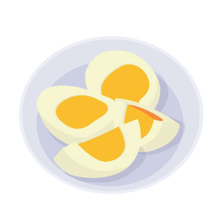 Boiled eggs in a plate on white background illustration vectorのイラスト素材