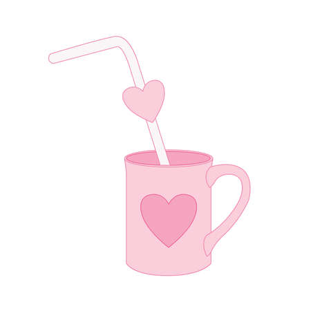 Tube in the heart cup on pink background  illustration vectorのイラスト素材