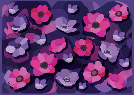 flower pink purple and Purple blue background design illustration vectorのイラスト素材