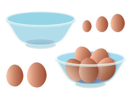 Fresh eggs are in a clear glass cup on white background illustration vectorのイラスト素材