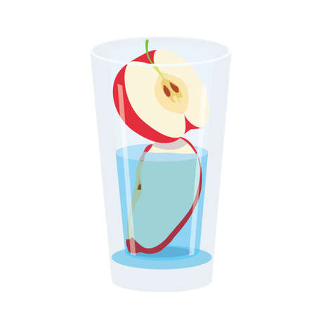 Apple Red in the glass isolated on white background  illustrationのイラスト素材
