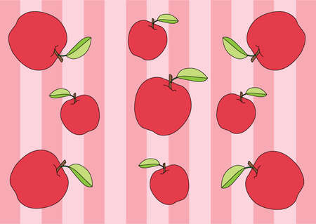 Apple red wrapping paper and Wale Design pattern pink background illustration vectorのイラスト素材