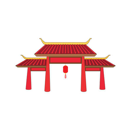 facade china design on white background illustration vectorのイラスト素材