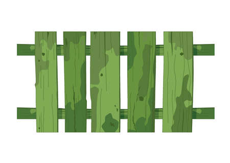 green wooden fence texture on white background illustration vectorのイラスト素材