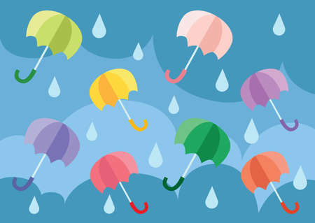 Umbrella floating in the sky illustration vectorのイラスト素材