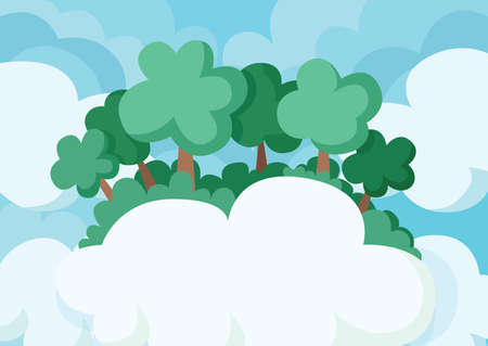 green tree in the cloud sky backgroundのイラスト素材