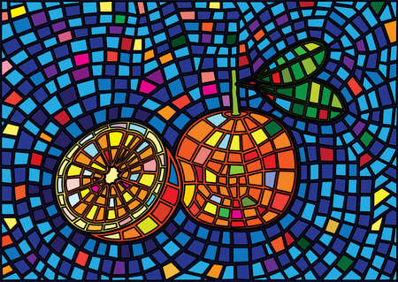 orange fruit design moses stained glass background illustration vectorのイラスト素材