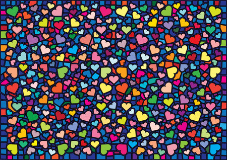 heart design colorful stained glass background illustration vectorのイラスト素材