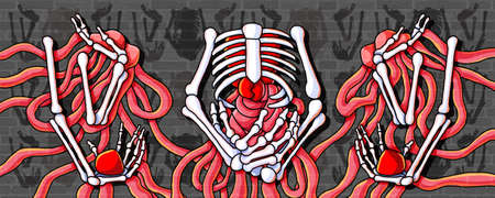 human skeleton and bone human pattern creative design wall paint