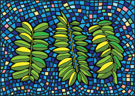 colorful leaf pattern and moses stained glass illustration vectorのイラスト素材