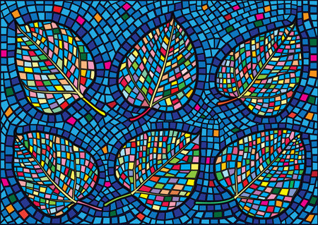 bodhi leaf colorful design glass stained moses and pattern isolated background illustration vectorのイラスト素材