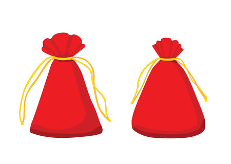red bag with gold money on white background illustration vectorのイラスト素材