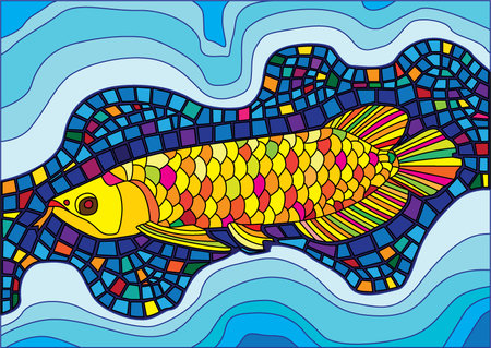 fish colorful stained glass background illustration vectorのイラスト素材