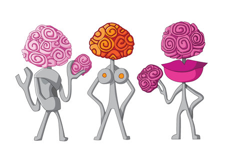 Artificial Intelligence and Ears breasts mouth design on white background illustration vectorのイラスト素材