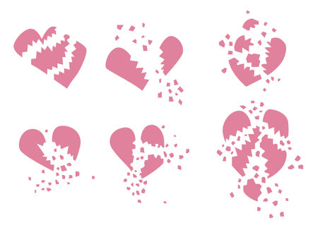 broken heart red pattern design on white background design illustration vectorのイラスト素材