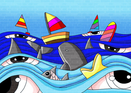 sea life design creative and pattern background paintの写真素材
