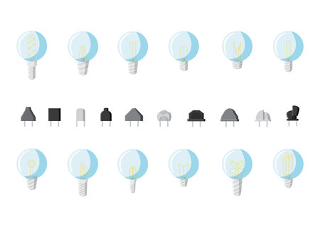 ligth bulbs and power plug design on white backgroundのイラスト素材