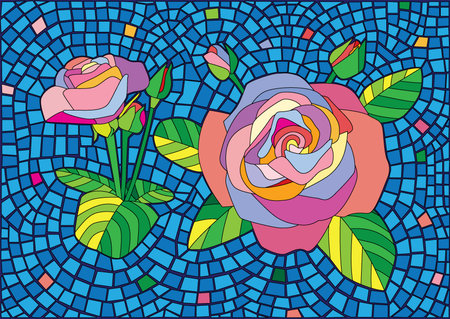 rose flower colorful stained glass background illustration vectorのイラスト素材