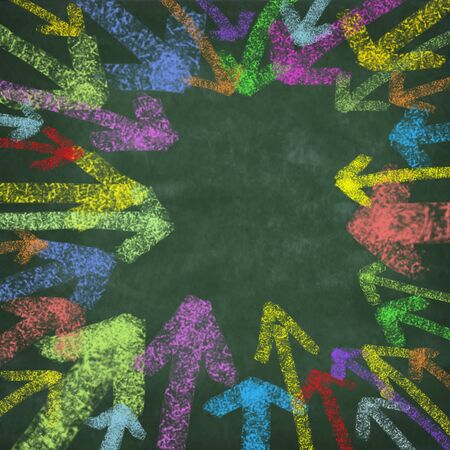 chalk drawing colorful arrows icon on chalkboard