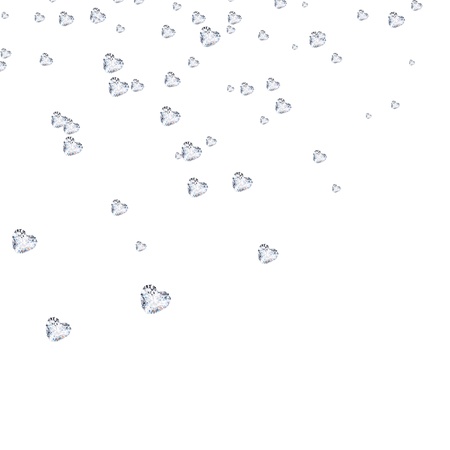 heart diamond  falling on white backgroundの写真素材