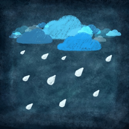 weather icon drawing on chalkboard,rainy day  の写真素材