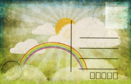 spring and summer on postcard ,retro styleの写真素材