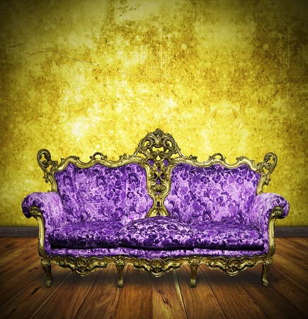 victorian sofa in retro room ,interiorの写真素材