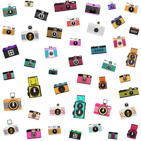 retro and vintage camera patternの写真素材