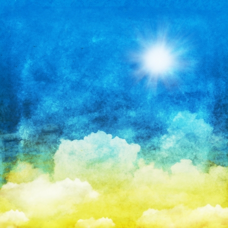 cloud and sky ,yellow and blue backgroundの写真素材