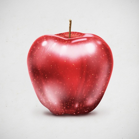 painting of red apple on paperの写真素材