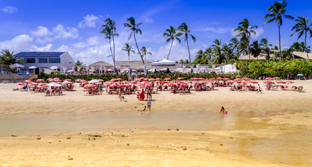 BARRA DO SAO MIGUEL BEACH, BRAZIL - DECEMBER 24 , 2014 One of the most amazing ,famous and beautiful beach protect by coral reefs near Maceio ,Alagoas ,Brazil on December 24 , 2014のeditorial素材