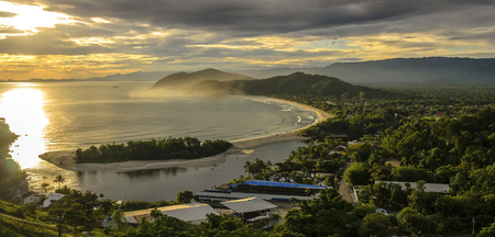 Spectacular sunset on the Barra do Una beach on the coast of the state of Sao Paulo , Brazilの写真素材