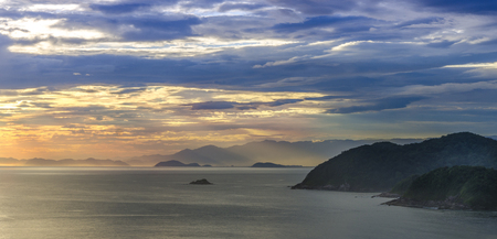 Beautiful sunset on the coast of Sao Paulo,Brazil.の写真素材