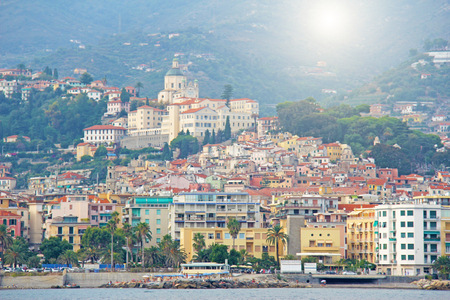 City of San Remo, Italy, view from the seaの写真素材