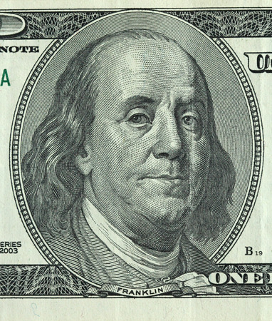 One hundred dollars with one noteの写真素材