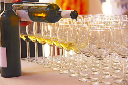 Tasting of white wineの写真素材