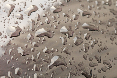 Drops of Rain or Water Drop on the Hood of the Car. Rain Drops on the Surface of the Car or on the...