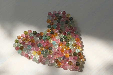Heart. Heart made of natural multi-colored tourmaline. Natural stones.