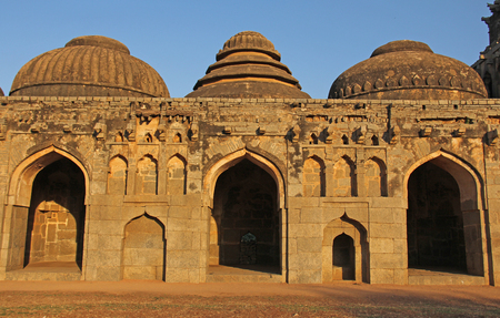 Elephant Stables. Garage or parking for royal elephants. Hampi Monuments, Karnataka, India.の写真素材