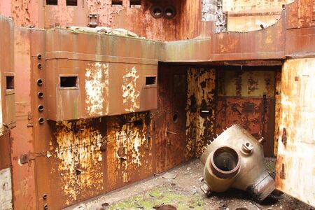 Abandoned Nuclear Power Plant. Russia, the Crimea, Shelkino. Abandoned construction, iron backgrounds. Rust on metal.の写真素材
