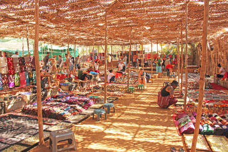 India, Goa. January 24, 2018. The Tibetan market is a bazaar in India.のeditorial素材