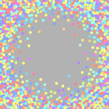 Background of round confetti. Vector pastel isolated confetti on gray background pattern.のイラスト素材