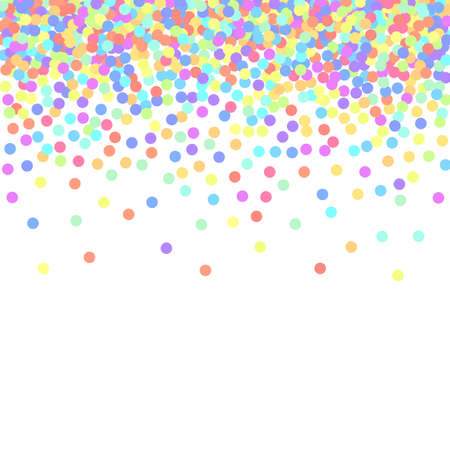Background of round confetti. Vector pastel isolated confetti on white background pattern. Greeting card for the holiday and a place for the text.のイラスト素材