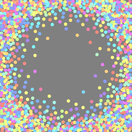 Background of round confetti. Vector pastel isolated confetti on gray background pattern.のイラスト素材