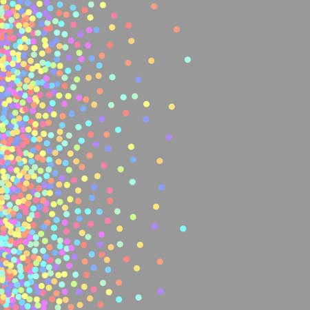 Background of round confetti. Vector pastel isolated confetti on gray background pattern. Greeting card for the holiday and a place for the text.のイラスト素材