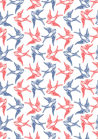 Nautical Digital Paper, Hand Painted, Seamless pattern, Navy Blue, Redの写真素材