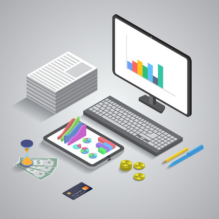 Isometric illustration of business toolsのイラスト素材