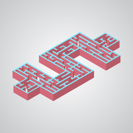 3D labyrinth Isometric flat style vector illustration のイラスト素材