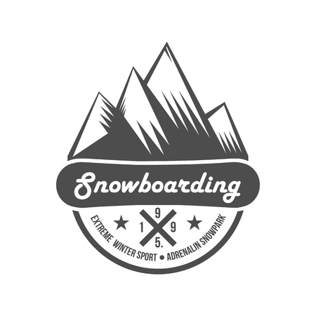 Mountain adventure and travel retro emblem. Black and white mountain shield. Camping badges travel logo emblem label graphics badge camping mountain adventure explorer equipment vintage.のイラスト素材